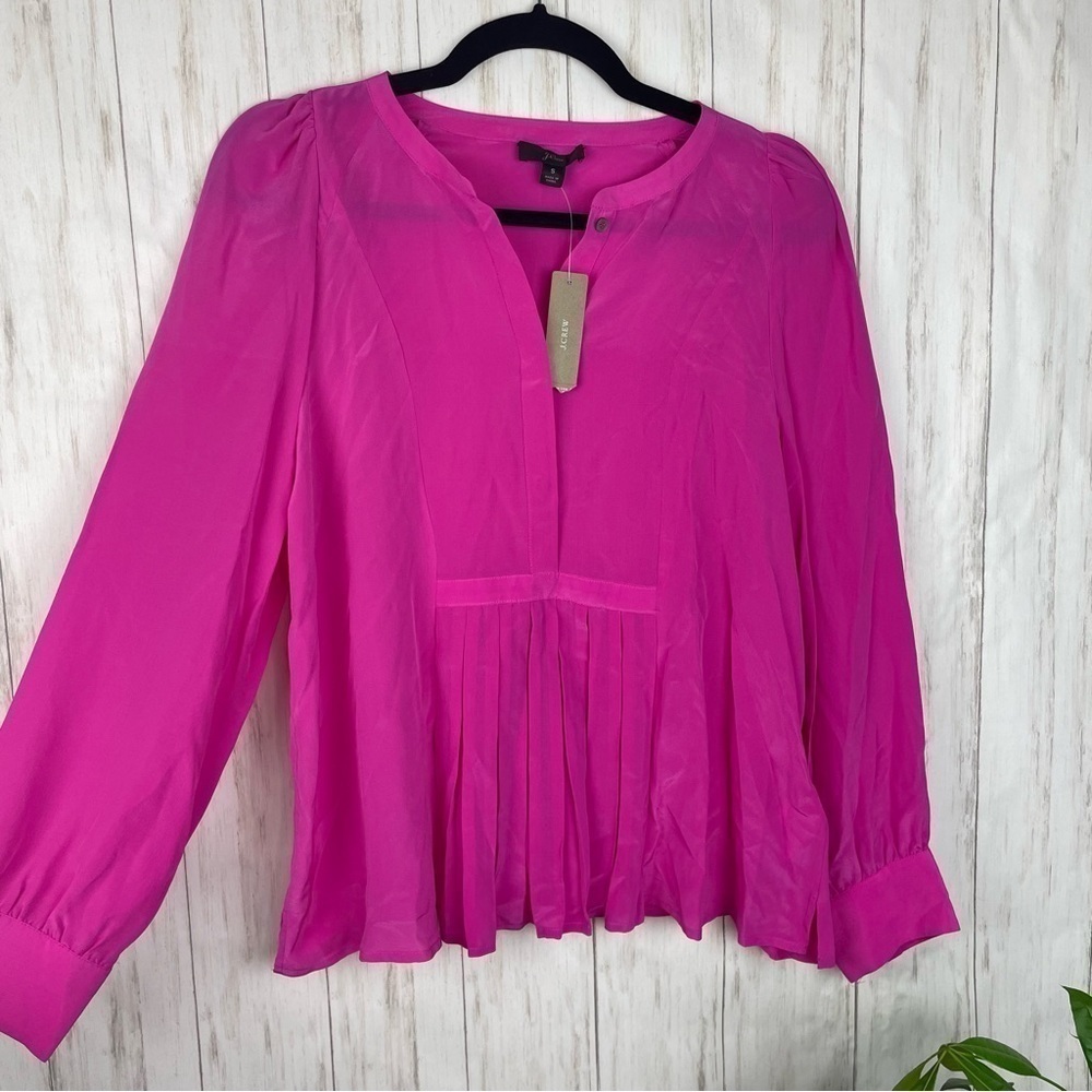 J Crew NWT 100% silk pink blouse small